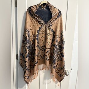 Elegant Pashmina, Brown and Black Poncho